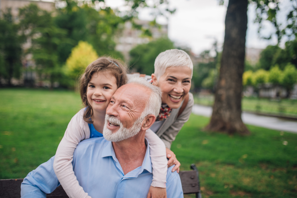 Older couple with granddaughter