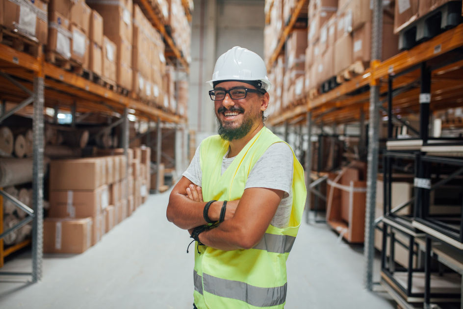 Worker inside of a warehouse